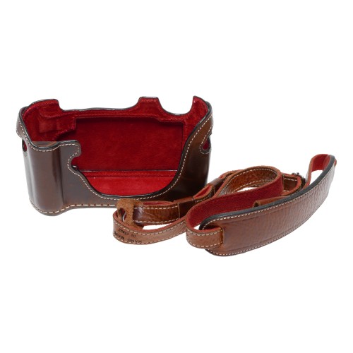 Pre-owned Luigi Half Case with Strap for Leica M9, Brown
